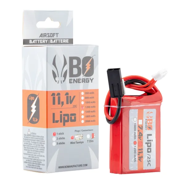 1 stick batterie Lipo 3S 11.1V 1200mAh 25C 1 stick - 1200mAh 25C - Mini Tamyia
