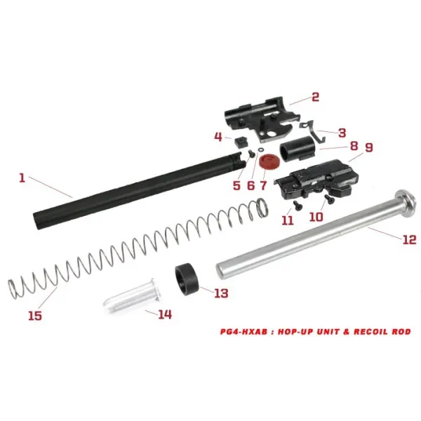 Pièces origine Bloc Hop-up et recoil rod série HX GUIDE RESSORT N°12