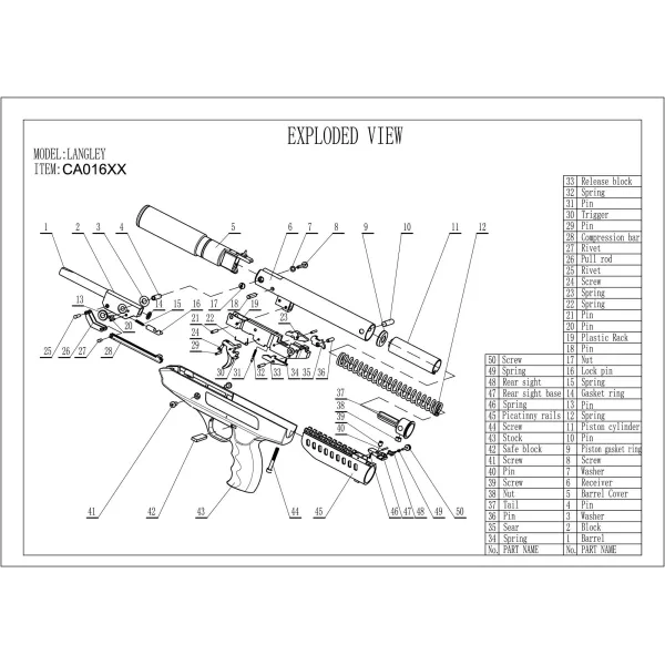 Pièces détachées pour pistolet à air LANGLEY SILENCER COVER N°5