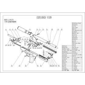 Pièces détachées pour pistolet à air LANGLEY SILENCER RECEIVER N°6+18