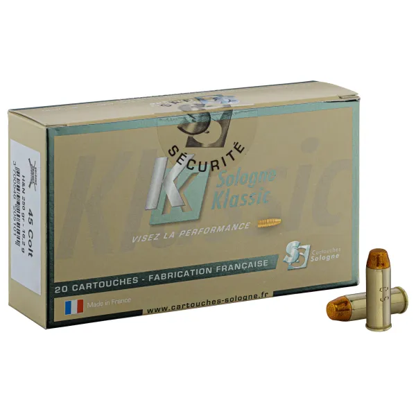 Munitions Sologne Calibre . 45 Colt Chasse et Tir CART SOLOGNE COWBOY SHOOTING CAL 45 COLT  HN 250 GRS BTE DE 20