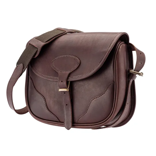 Sac à cartouches en cuir pleine fleur SAC CARTOUCHES (x100)-POCHE PERMIS-CUIR PLEINE FLEUR-BRETELLE REGLABL