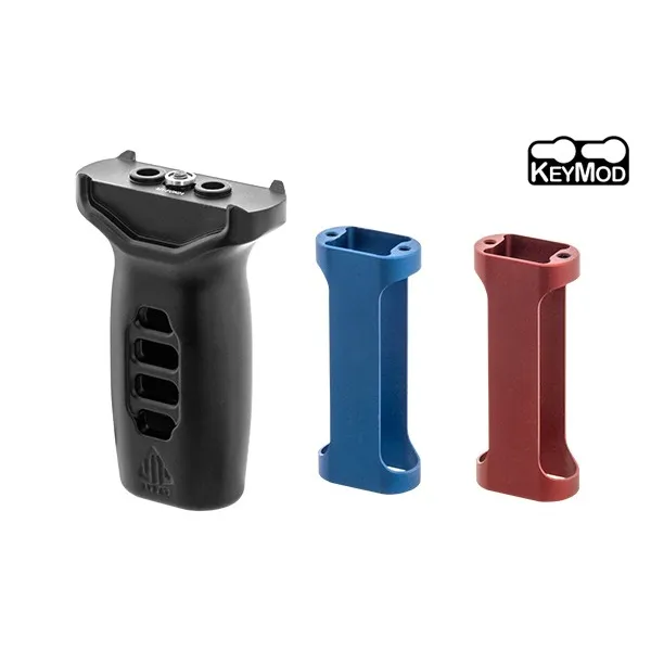 Grip Super slim Keymod avec inserts rouge et bleu