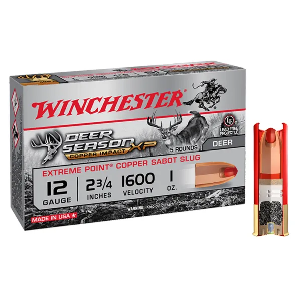 Cartouche Winchester DEER SEASON sans plomb - Cal 12/70 Deer Season Lead Free70, 70mm, 28g, 5/100.. new 2021