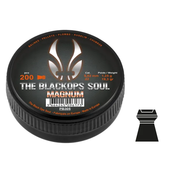 Plombs The Black Ops Soul MAGNUM Cal. 5,5 mm PLOMBS BO The BLACK OPS soul MAGNUM