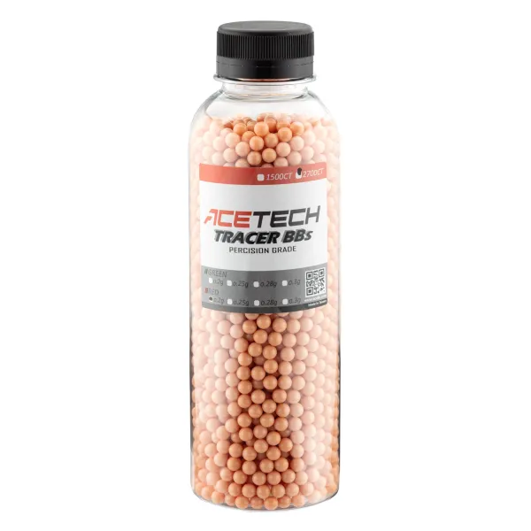 Billes Acetech Tracer 0.20g x 2700 rouges bouteille BB BILLES TRACER ACETECH  0.20grs bouteille 2700rds - ROUGE