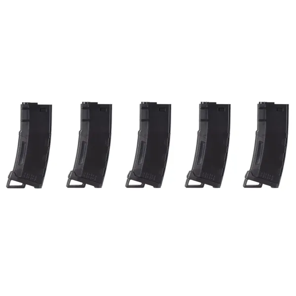 Pack de 5 chargeurs Mid-cap Speed 130 billes pour M4 AEG noir CHARGEUR LT 130 rds POLYMER M4/M16 noir PACK DE 5