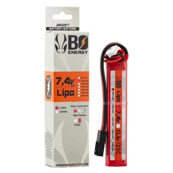 1 stick batterie Lipo 2S 7.4V 1000mAh 25C 1 stick - 1000mAh 25C - Mini Tamyia