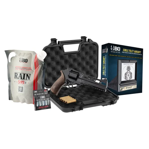 Pack Airsoft revolver CO2 CHIAPPA RHINO 60DS + Co2 + billes + cible + mallette PACK RHINO 60DS NOIR CO2