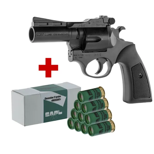 SAPL - Pack Pistolet Gomm-Cogne SAPL GC27 Luxe noir + 1 boîte 12/50 chevrotine SAPL x10 cartouches PACK SAPL GC27 LUXE CALIBRE 1