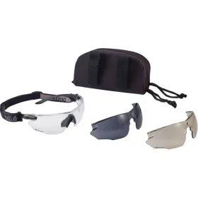 Lunettes BOLLE Combat Kit incolore avec deux écrans, harnais et housse LUNETTES COMBAT KIT BOLLE INCOLORE + 2 ECRANS FUME + HARN