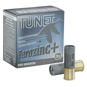 Cartouches de chasse Hautes Performances Tunet  Ferozinc+ Duo-Magnum 12/76 36g Acier numéro 1/3 Tunet 12/76 Acier HP 36g n°1/3