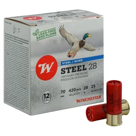 Cartouches de chasse Winchester12/70 28g Acier numéro 5 Pressions Standard Winchester Steel 28g 12/70 5