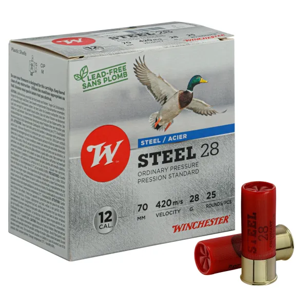 Cartouches de chasse Winchester12/70 28g Acier numéro 5 Pressions Standard Winchester Steel 28g 12/70 5