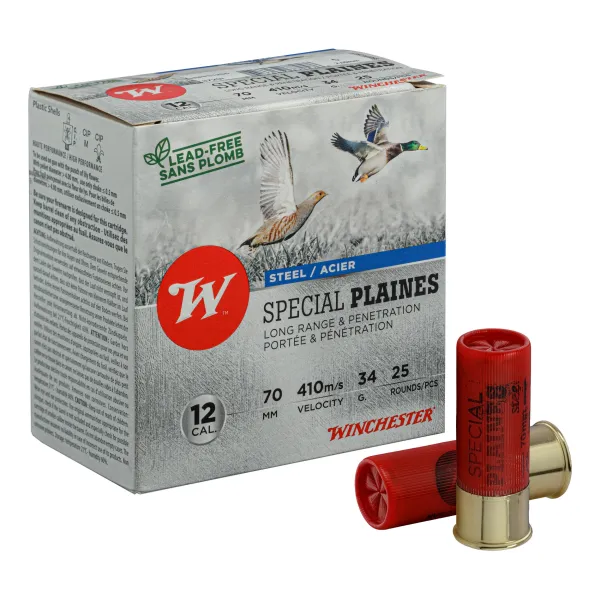 Cartouches de chasse Winchester12/70 34g Acier numéro 5 Hautes Performances WINCH,CART STEEL HP, SPECIAL PLAINES 12/70 16mm P5 B