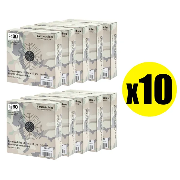 Pack Cibles cartonnées 14 x 14 cm Shoot Again (x10) Pack 100 cibles Blanches avec centre noir