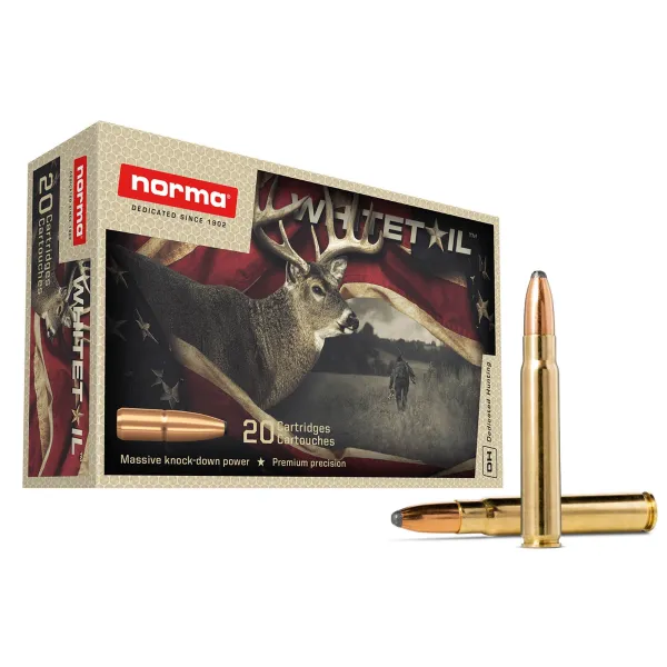 Cartouche de chasse Norma 9,3 x 62 285gr / 18.5g Whitetail Soft Point (boîte de 20 cartouches) Norma- 9.3x62 18.5g/285gr Whiteta