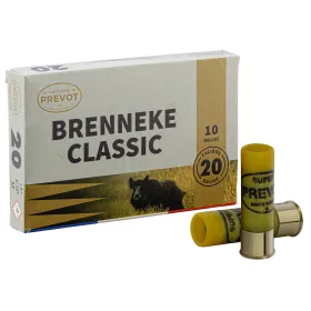 Cartouches de chasse Prevot 20/70 à balle Brenneke Classic demi-blindée 24g PREVOT BRENNEKE CLASSIC 20/70 DEMI BLINDEE 24G -BTE/