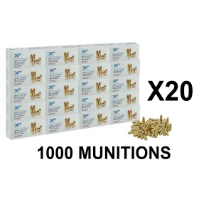 PACK 1000 Munitions ATS X-Force Cal. 9x19 mm LUGER 124 grs !B! 20X BOITES DE 50 ATS 9X19 FMJ 124 GRAINS CIP