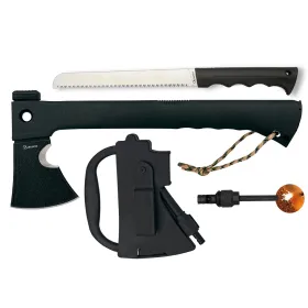 32654 - Hache tactique Albainox. allume-feu et scie HACHE SURVIE ALBAINOX + ALLUME FEU+SCIE + ETUI AVEC POIGNEE