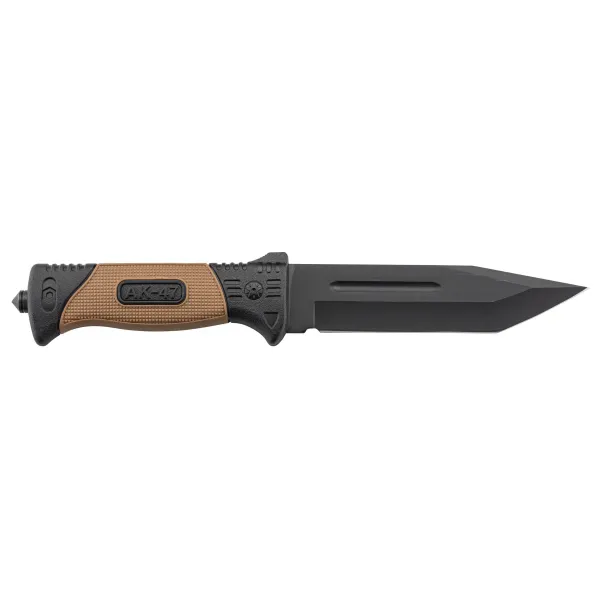 Couteau de combat - Lame 16 cm - Manche kaki antidérapant Couteau de combat kaki 16 cm