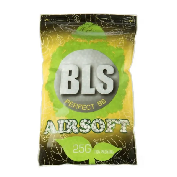 Billes 6mm Airsoft BIO Blanches 0.25g – BLS – Sac de 1 kg SACHET 1KG - BIO - 0.25g BLS