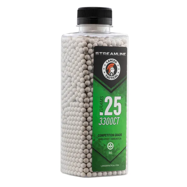 Billes STREAMLINE Bio Lancer Tactical - 0.25g CARTON DE 12 BOUTEILLES DE 3300 BB's LT STREAMLINE - BIO - 0.25g