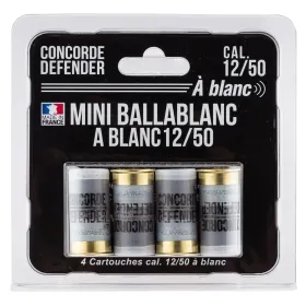 4 cartouches Mini Ballablanc cal. 12/50 à blanc 4 cartouches Mini Ballablanc cal. 12/50 - Blanc