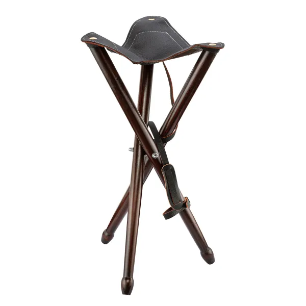 Siège trépied pliant bois - Luxe 65 cm Trepiede dessus cuir - hauteur 65 cm