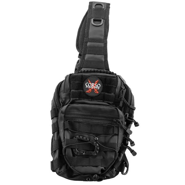 Sac bandoulière airsoft Corso - Nylon tactique - Fermetures velcro - Noir Noir