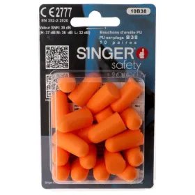 Bouchons d'oreille en polyuréthane orange – SNR 38 dB – Blister de 10 paires Bouchons d'oreilles -38dB